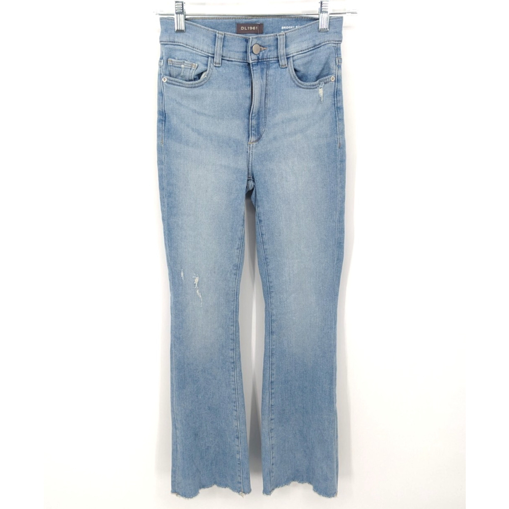 DL961 Jeans Womens 24 Blue Bridget Boot Flare‎ Raw Hem Stretch Light Wash Boho